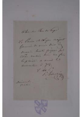 Letter from Prince Paul Anton Esterházy von Galantha to Jean-Sylvain Van de Weyer