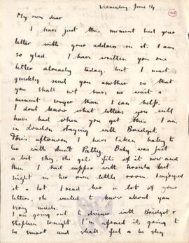 Letter from Ruth to George Mallory, 14 June 1916