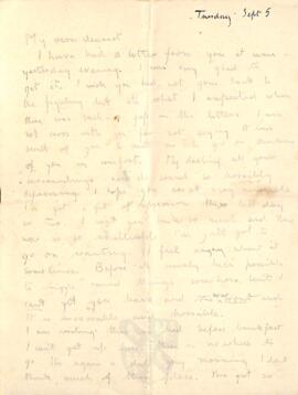 Letter from Ruth to George Mallory, 5 September 1916