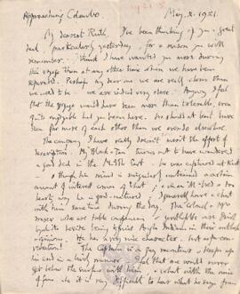 Letter from George to Ruth Mallory, 2 May 1921