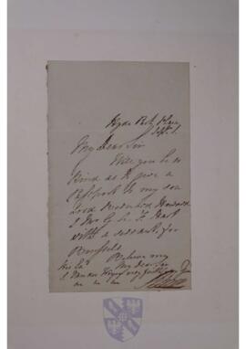 Letter from Henry Charles Howard, 13th duke of Norfolk, to Jean Sylvain Van de Weyer