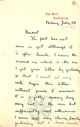 Letter from Ruth to George Mallory, 30 July 1915