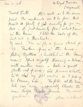 Letter from George to Ruth Mallory, 14 January 1916