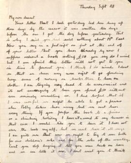 Letter from Ruth to George Mallory, 28 September 1916