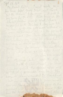 Letter from George to Ruth Mallory, 26 September 1916