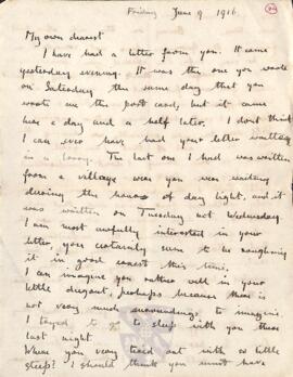 Letter from Ruth to George Mallory, 9 June 1916