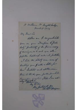 Letter from Sir Thomas Charles Morgan to Jean-Sylvain Van de Weyer