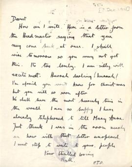 Letter from Ruth to George Mallory, c. 23 December 1918