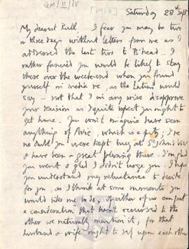 Letter from George to Ruth Mallory, 28 September 1918