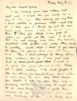 Letter from Ruth to George Mallory, 15  August 1916