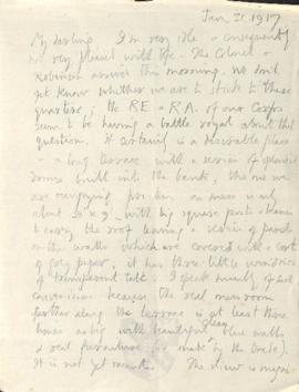 Letter from George to Ruth Mallory, 31 January 1917