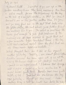 Letter from George to Ruth Mallory, 10 July 1916