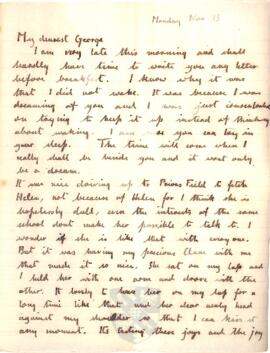 Letter from Ruth to George Mallory, 13 November 1916