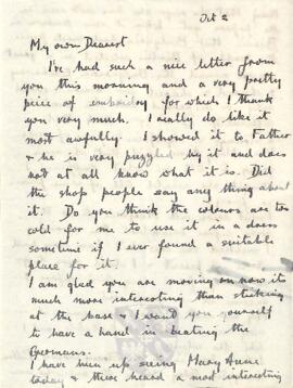 Letter from Ruth to George Mallory, 2 October 1918