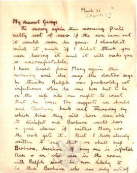Letter from Ruth to George Mallory, 1 April 1917
