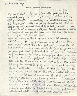 Letter from George to Ruth Mallory, 12 July 1921