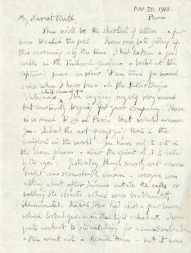 Letter from George to Ruth Mallory, 30 November 1918