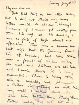 Letter from Ruth to George Mallory, 2 July 1916