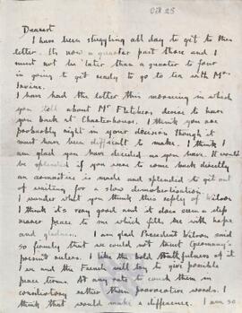 Letter from Ruth to George Mallory, 25 October 1918