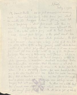 Letter from George to Ruth Mallory, 1 July 1922