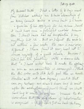 Letter from George to Ruth Mallory, 19 October 1918