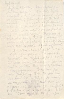 Letter from George to Ruth Mallory, 19 September 1916