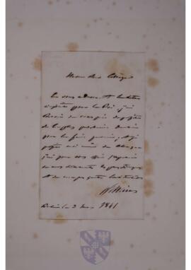 Letter from Baron Jean-Pierre Willmar to Jean-Sylvain Van de Weyer