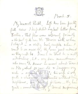 Letter from George to Ruth Mallory, 5 March 1923