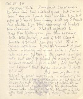 Letter from George to Ruth Mallory, 22 October 1916