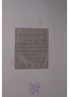 Letter from Samuel Rogers to Jean Sylvain Van de Weyer