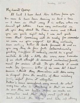 Letter from Ruth to George Mallory, 20 October 1918