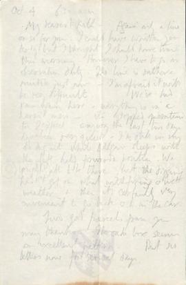 Letter from George to Ruth Mallory, 4 October 1916