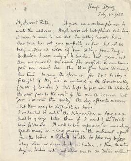 Letter from George to Ruth Mallory, 10 July 1922