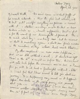 Letter from George to Ruth Mallory, 26 April 1922