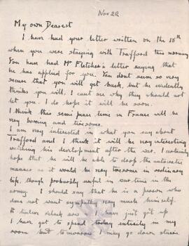 Letter from Ruth to George Mallory, 22 November 1918