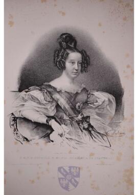 Portrait print of Maria II, Queen of Portugal