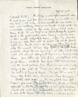 Letter from George to Ruth Mallory, 15 September 1921