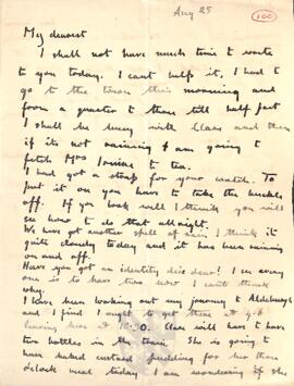Letter from Ruth to George Mallory, 25  August 1916