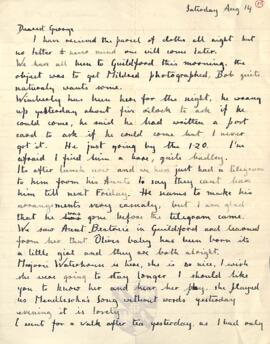 Letter from Ruth to George Mallory, 14 August 1915