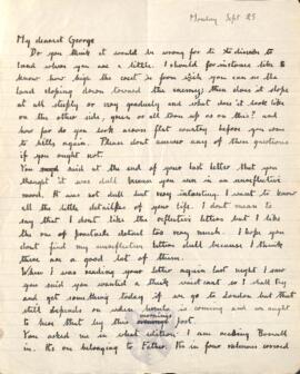 Letter from Ruth to George Mallory, 25 September 1916