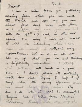 Letter from Ruth to George Mallory, 16 February 1917