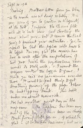 Letter from George to Ruth Mallory, 20 September 1916