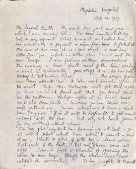 Letter from George to Ruth Mallory, 13 October 1917