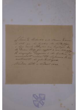 Letter from Chlodwig, Prince of Hohenlohe-Schillingsfürst, to Jean-Sylvain Van de Weyer