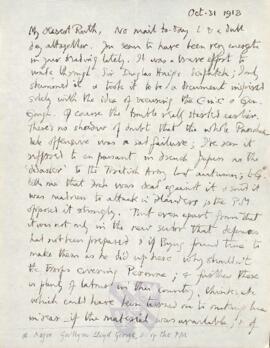 Letter from George to Ruth Mallory, 31 October 1918