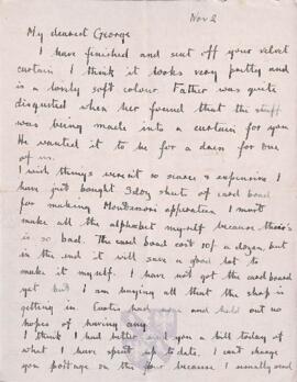 Letter from Ruth to George Mallory, 2 November 1918