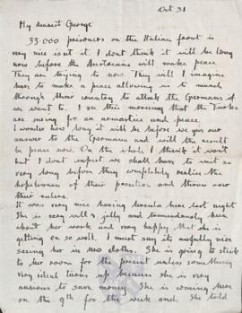 Letter from Ruth to George Mallory, 31 October 1918