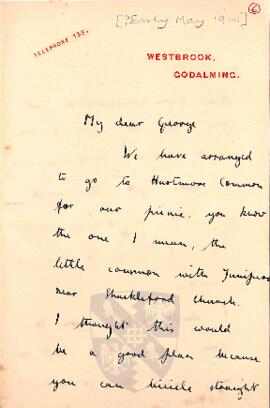 Letter from Ruth Turner to George Mallory, 1914