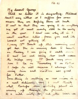 Letter from Ruth to George Mallory, 21 February 1917