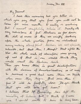 Letter from Ruth to George Mallory, 22 December 1918